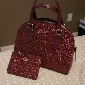 NWT cranberry sparkle Kate Spade set